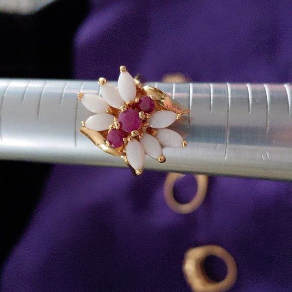 Assorted Garnet Cocktail Rings, Set Of Four. Vintage Various Sizes. - Picture 15 of 16